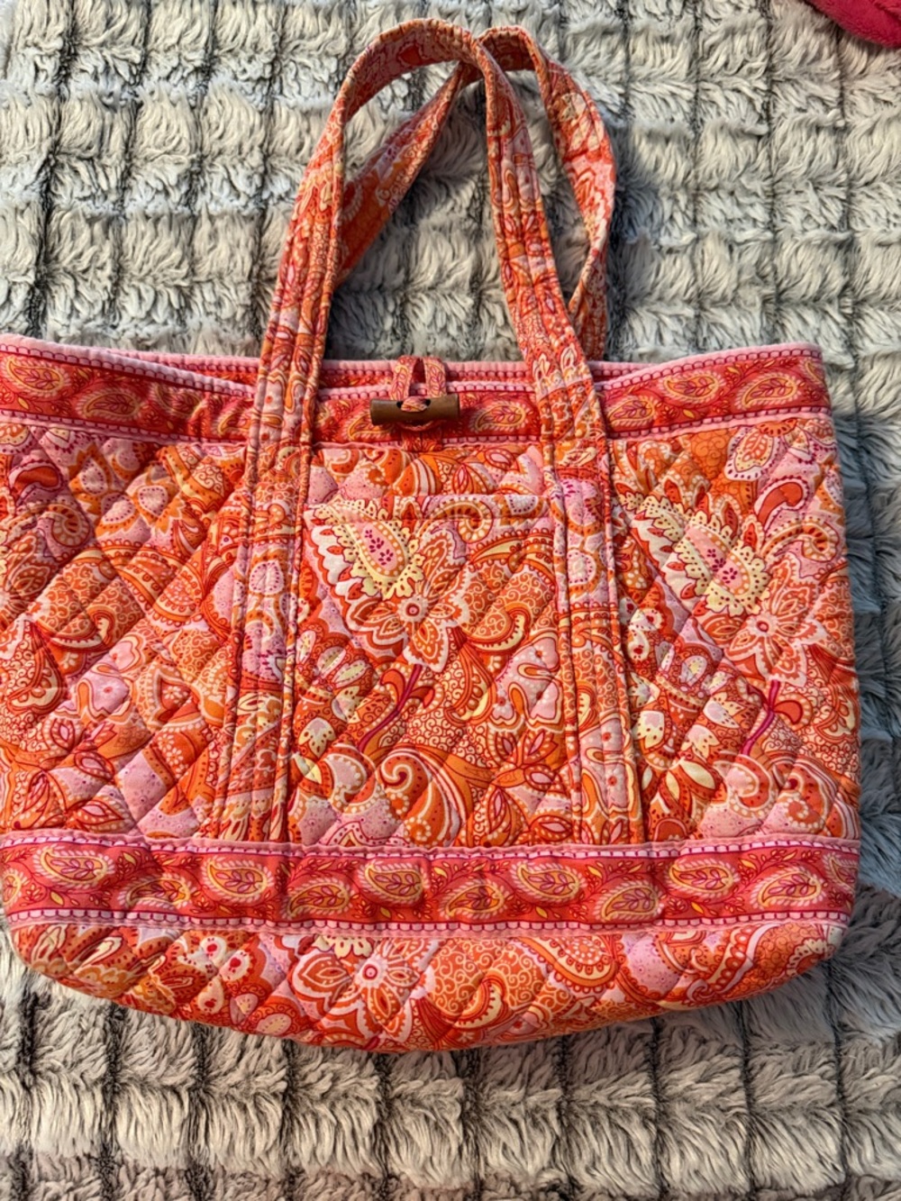 Vera Bradley Quilted Paisley Tote in Orange and Pink